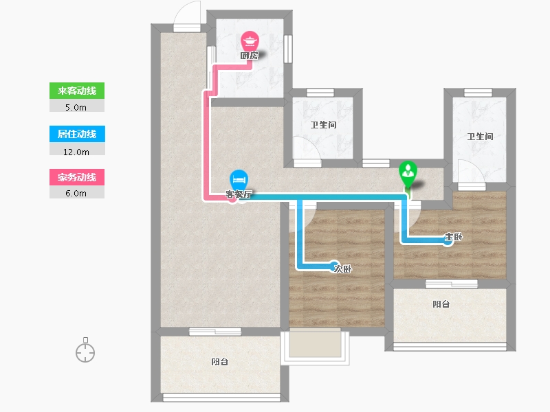 浙江省-杭州市-东海闲湖城玉屏湾-70.68-户型库-动静线