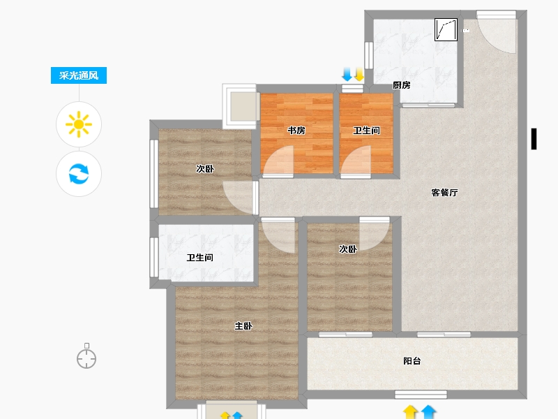 广东省-广州市-华发越秀·和樾府-87.58-户型库-采光通风