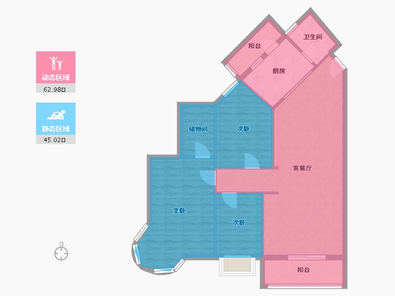 广东省-佛山市-锦龙花园-98.80-户型库-动静分区