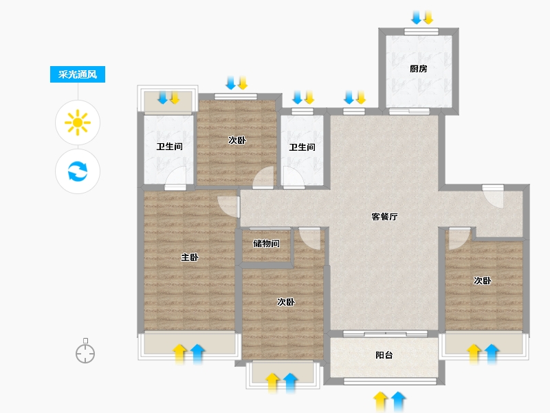 上海-上海市-横沔玖境·瑞府-115.51-户型库-采光通风