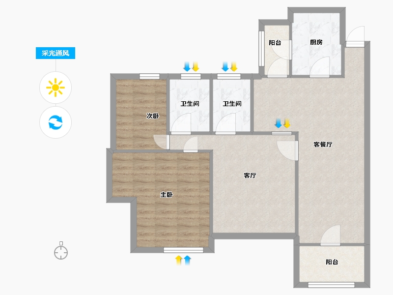 广东省-广州市-翠山蓝天苑-88.00-户型库-采光通风