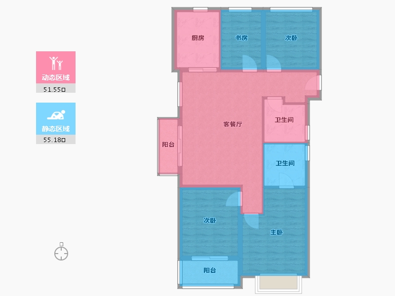 浙江省-宁波市-吉璟府-110.00-户型库-动静分区