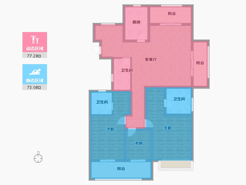 浙江省-杭州市-东海闲湖城玉屏湾-133.64-户型库-动静分区