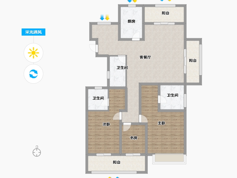 浙江省-杭州市-东海闲湖城玉屏湾-133.64-户型库-采光通风