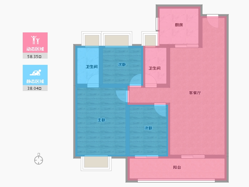 湖北省-武汉市-武汉雅居乐花园-85.15-户型库-动静分区