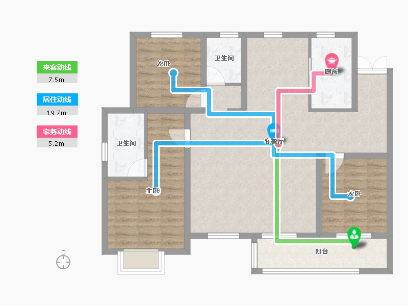 山西省-晋城市-银座公馆-96.69-户型库-动静线