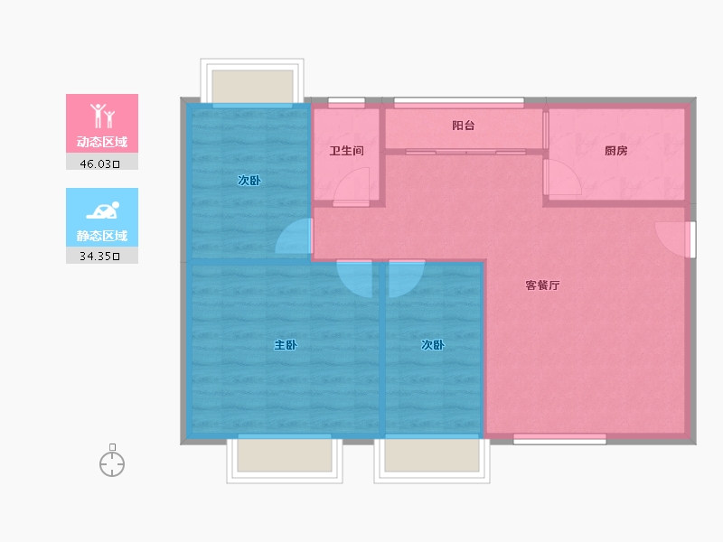 广东省-广州市-鸣翠花园-73.54-户型库-动静分区