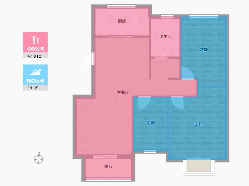 山东省-东营市-新胜家园-75.12-户型库-动静分区