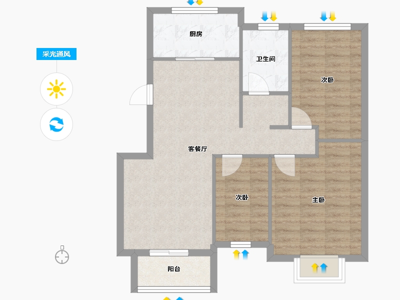 山东省-东营市-新胜家园-75.12-户型库-采光通风