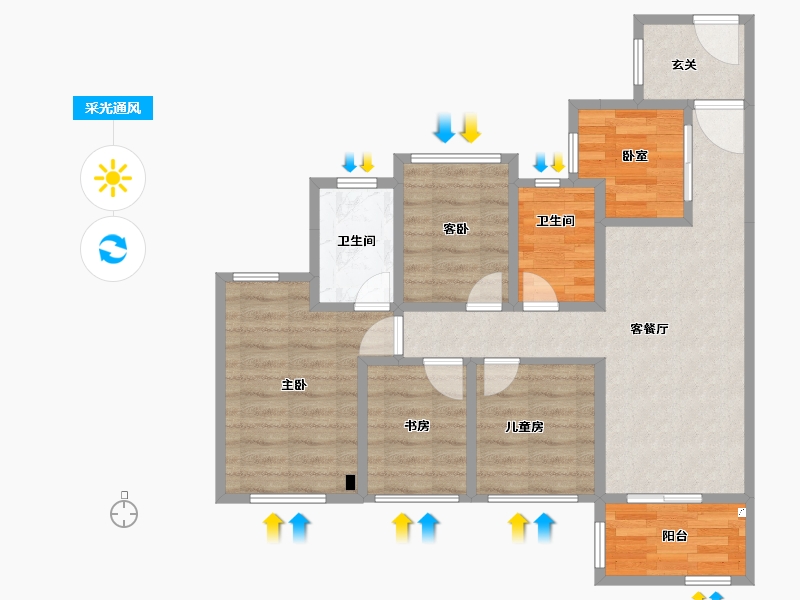 广东省-广州市-招商电建雍云邸-69.50-户型库-采光通风