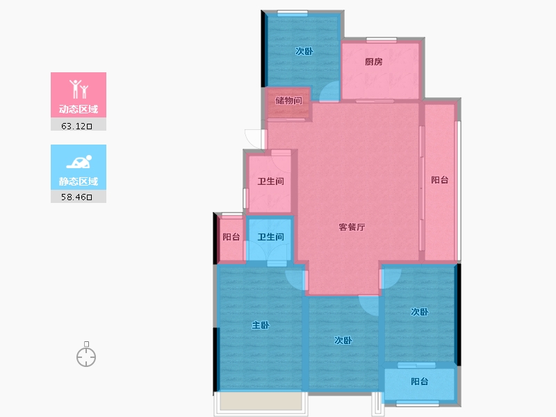 浙江省-杭州市-万科星图光年轩-109.17-户型库-动静分区