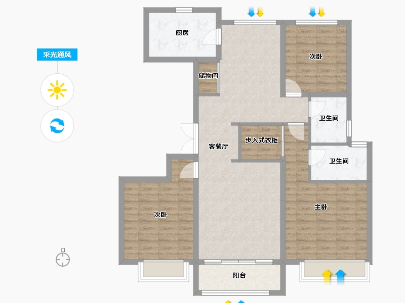 河北省-衡水市-保利拉菲公馆-107.83-户型库-采光通风