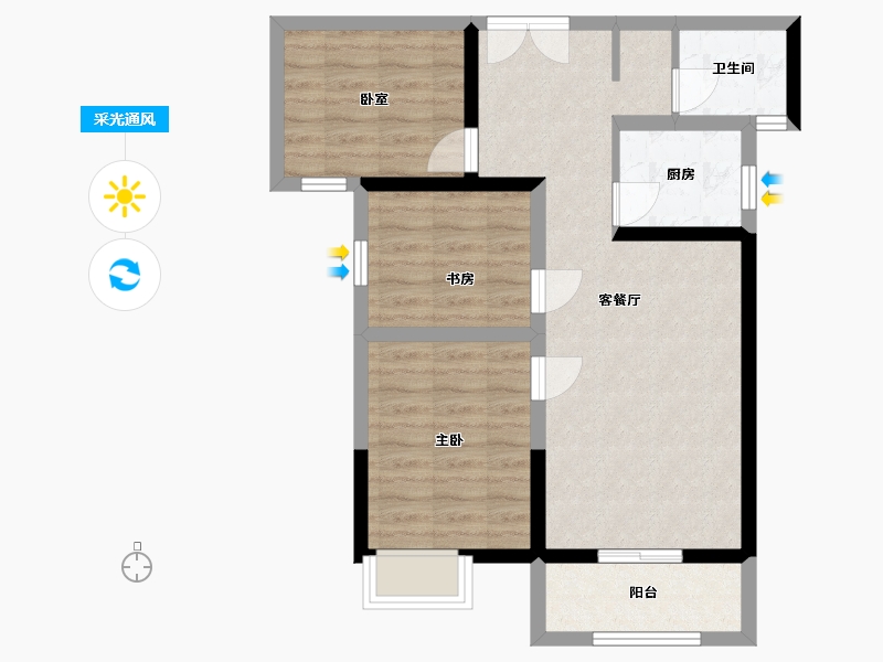 河南省-郑州市-水之郡-75.00-户型库-采光通风