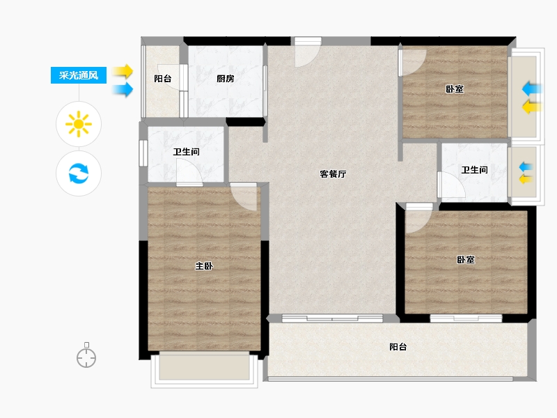 广东省-佛山市-电建地产·洺悦华府-99.58-户型库-采光通风