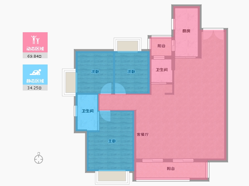 云南省-昆明市-富康城紫悦府-93.99-户型库-动静分区