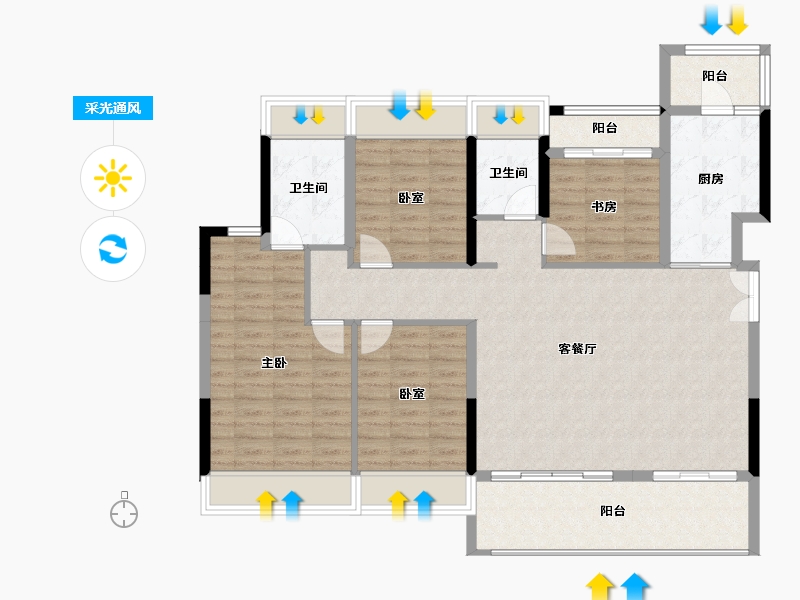 广东省-佛山市-电建地产·洺悦华府-119.47-户型库-采光通风