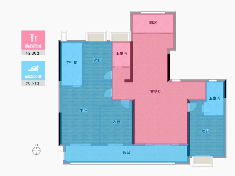 江苏省-南京市-振业新城·翡丽铂湾-153.91-户型库-动静分区