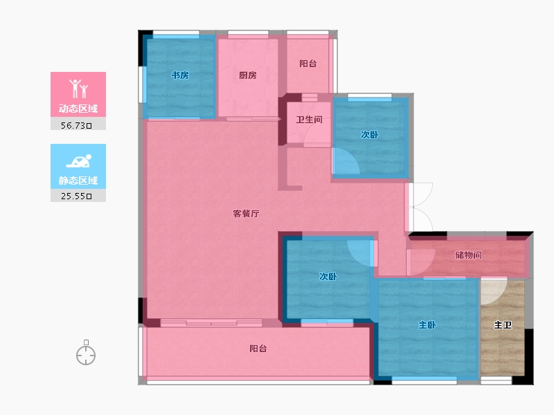 四川省-成都市-招商未来公园幸福桥TOD-76.36-户型库-动静分区