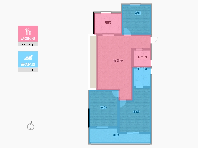 浙江省-杭州市-赞成和风-93.15-户型库-动静分区