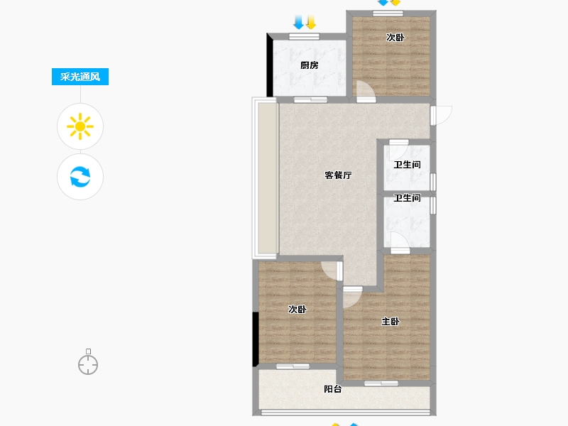 浙江省-杭州市-赞成和风-93.15-户型库-采光通风