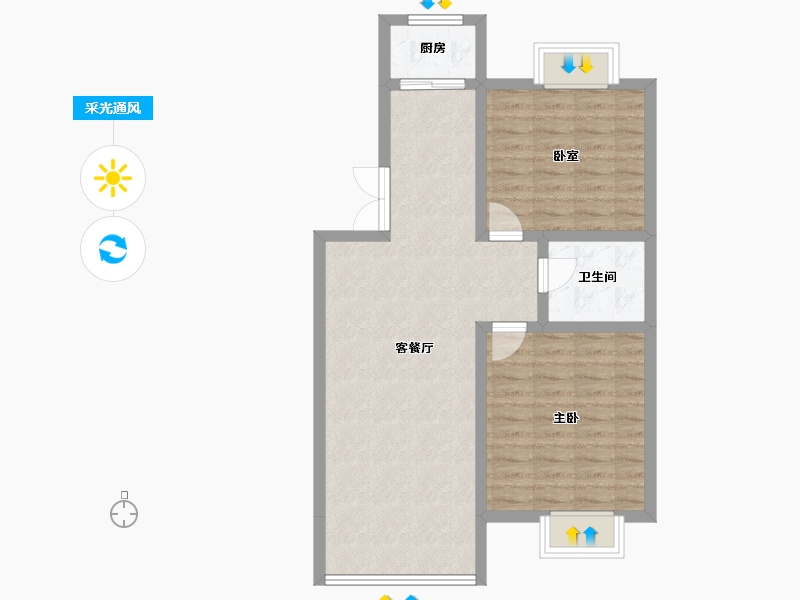 山东省-烟台市-碧海金滩-72.79-户型库-采光通风