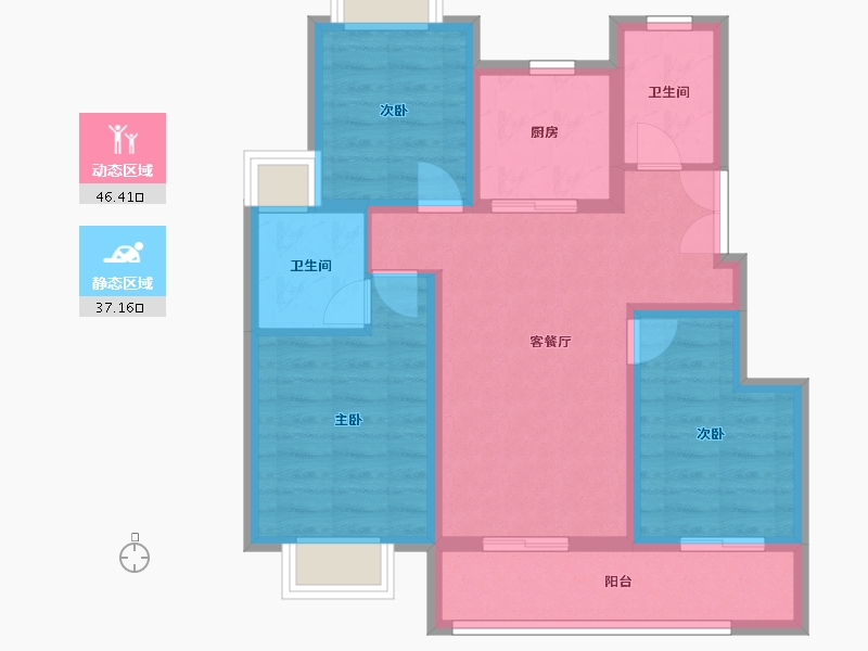 江苏省-南通市-首开·安澜如院-73.60-户型库-动静分区