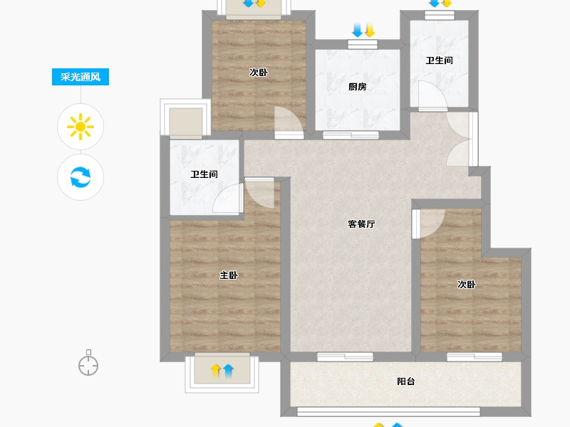 江苏省-南通市-首开·安澜如院-73.60-户型库-采光通风