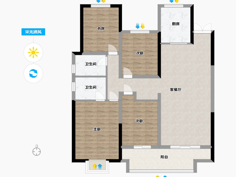 江苏省-镇江市-汇金天地小区-113.00-户型库-采光通风