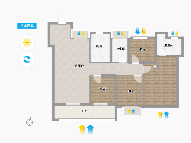 广东省-广州市-保利明玥湖光-99.99-户型库-采光通风