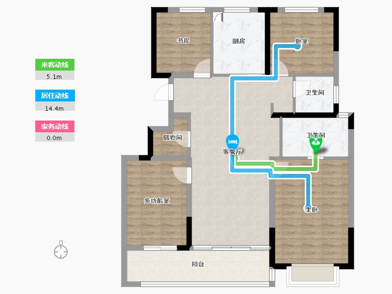 浙江省-宁波市-老江东·东境润府-111.15-户型库-动静线