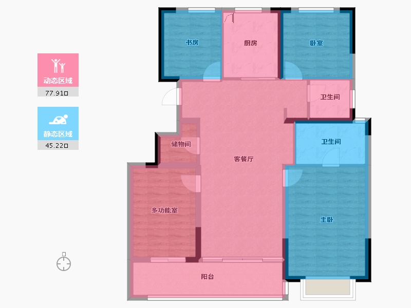 浙江省-宁波市-老江东·东境润府-111.15-户型库-动静分区