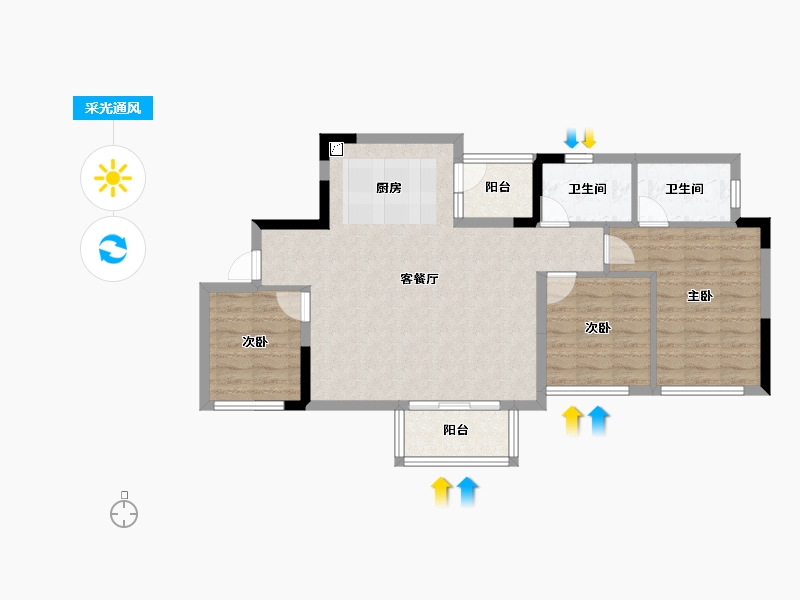 四川省-成都市-锦绣世家-84.41-户型库-采光通风