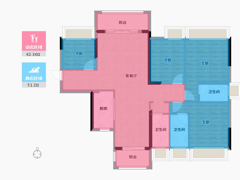 广东省-梅州市-鸿泰瑞璟花园-101.79-户型库-动静分区