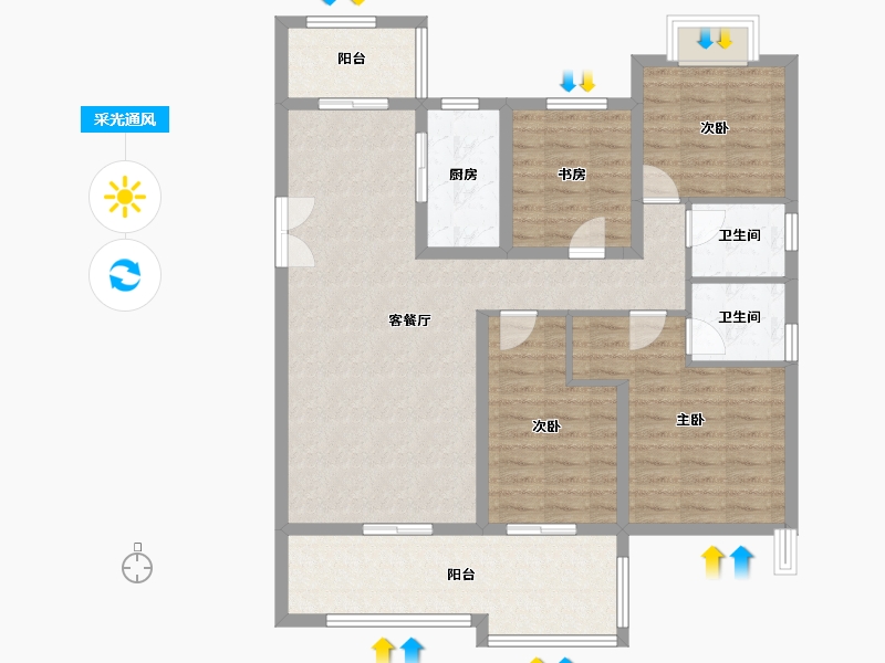 云南省-昆明市-绿地东海岸滇峰-110.00-户型库-采光通风