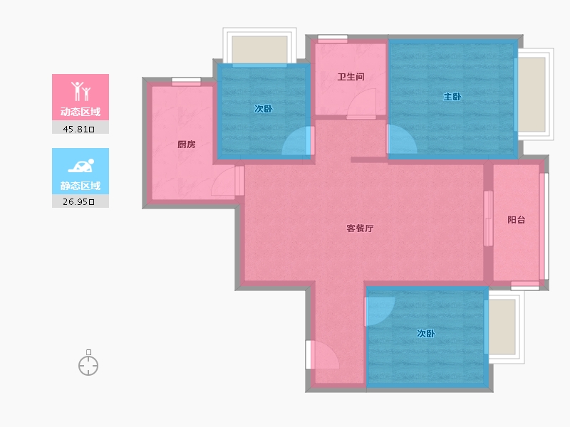 云南省-昆明市-书香云海-63.96-户型库-动静分区