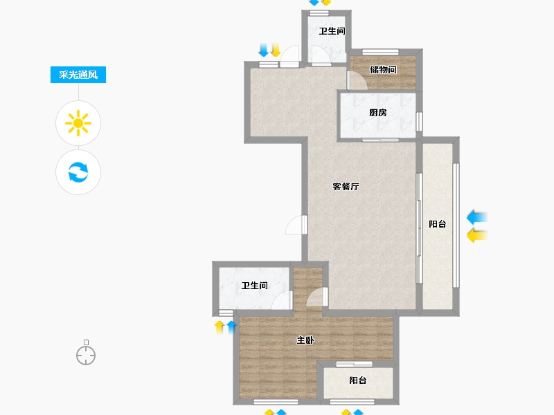 浙江省-杭州市-东海闲湖城栖霞湾-91.96-户型库-采光通风