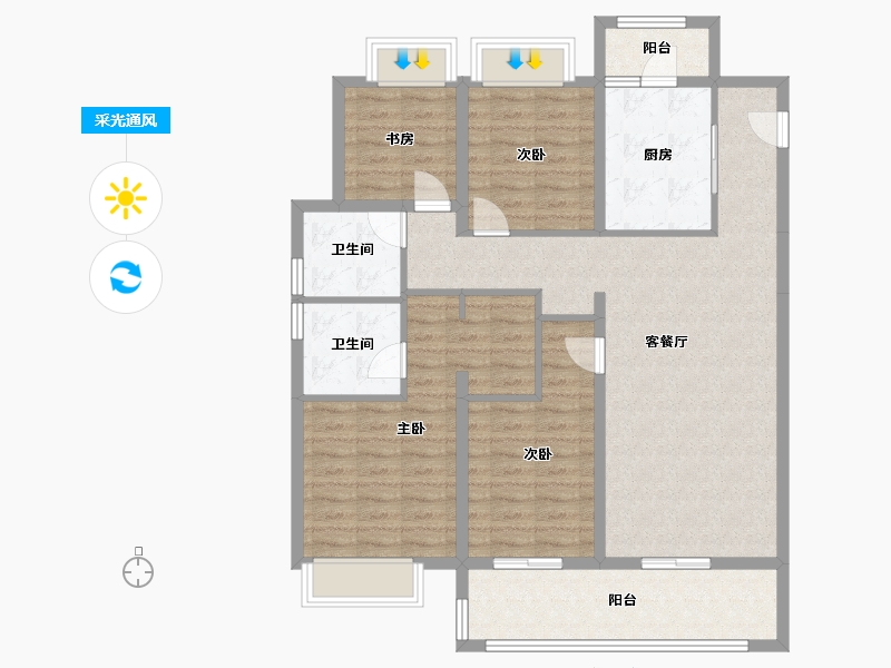 云南省-昆明市-书香云海-111.24-户型库-采光通风