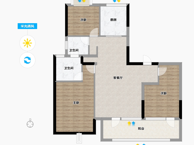 江苏省-南京市-大成汇文府-101.42-户型库-采光通风