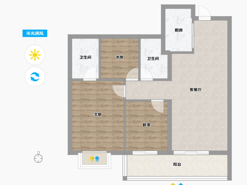 浙江省-宁波市-保利·和颂望悦-74.17-户型库-采光通风