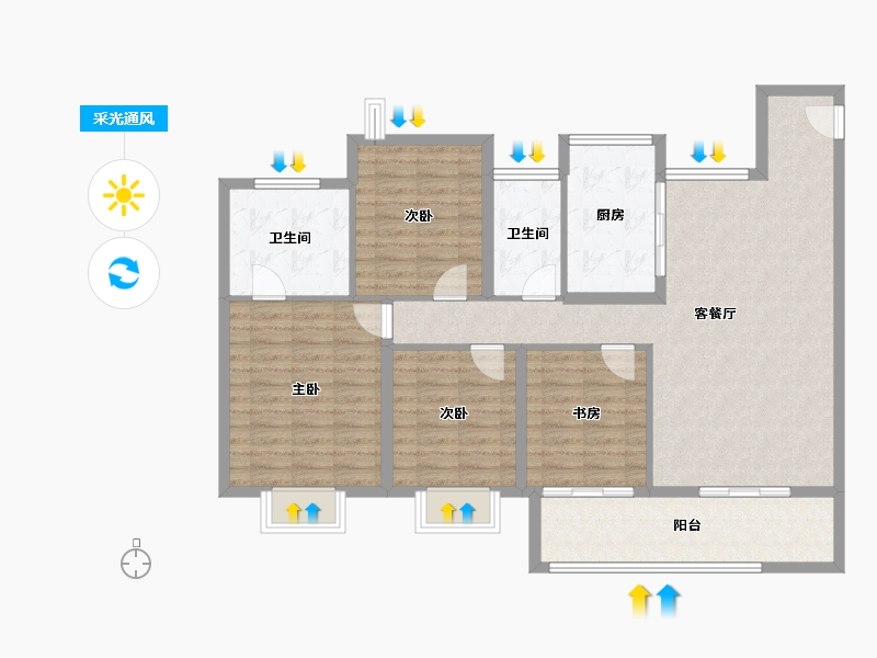 江苏省-南京市-越秀天萃-114.40-户型库-采光通风