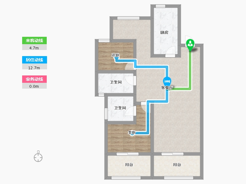 浙江省-杭州市-东海闲湖城锦绣湾-85.15-户型库-动静线