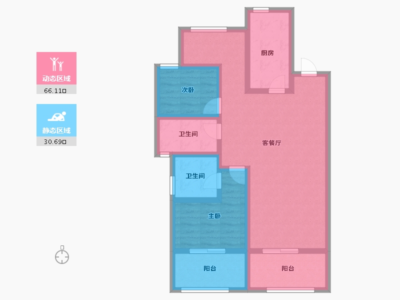 浙江省-杭州市-东海闲湖城锦绣湾-85.15-户型库-动静分区