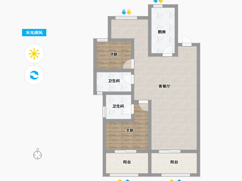 浙江省-杭州市-东海闲湖城锦绣湾-85.15-户型库-采光通风