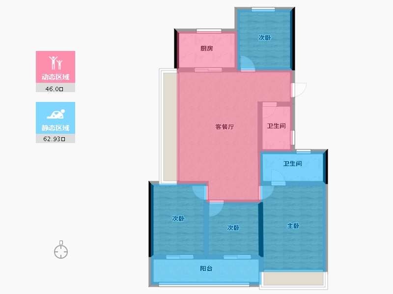 浙江省-杭州市-万科星图光年轩-96.58-户型库-动静分区