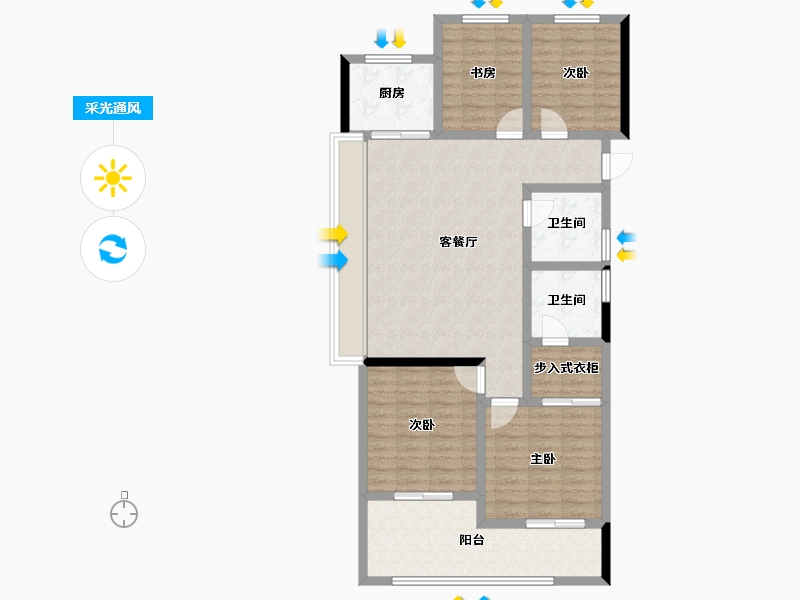 浙江省-杭州市-荷禹宸府-103.35-户型库-采光通风