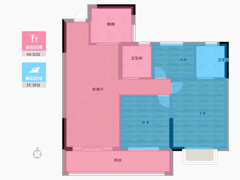 浙江省-宁波市-和悦·上观府-77.60-户型库-动静分区