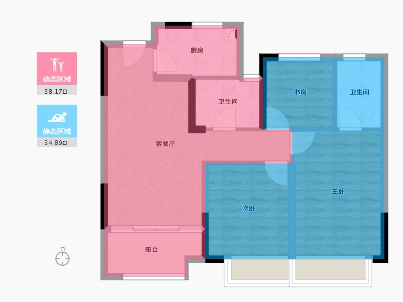 浙江省-嘉兴市-云上璟园-64.67-户型库-动静分区