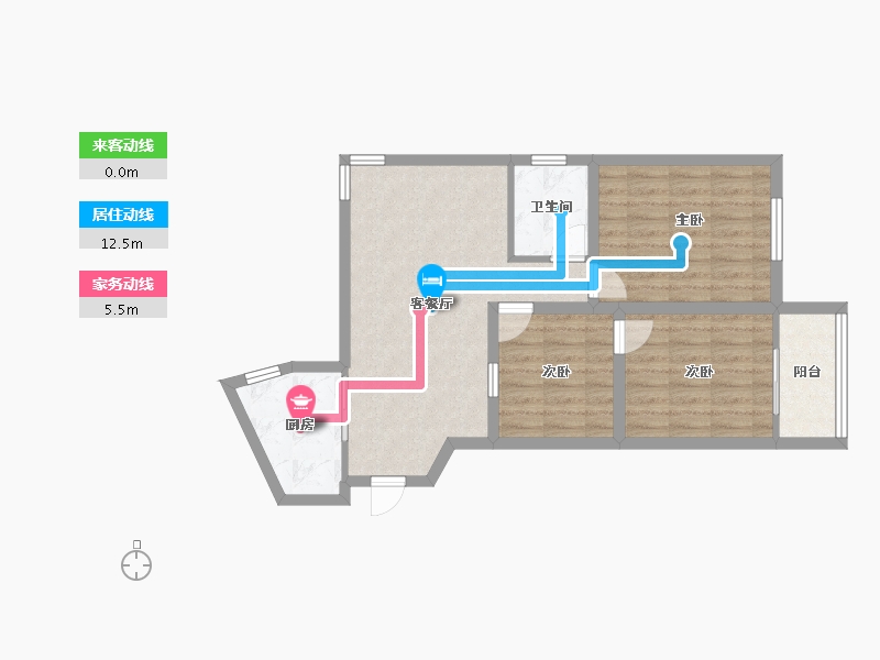 浙江省-杭州市-东新园新湖苑-68.64-户型库-动静线