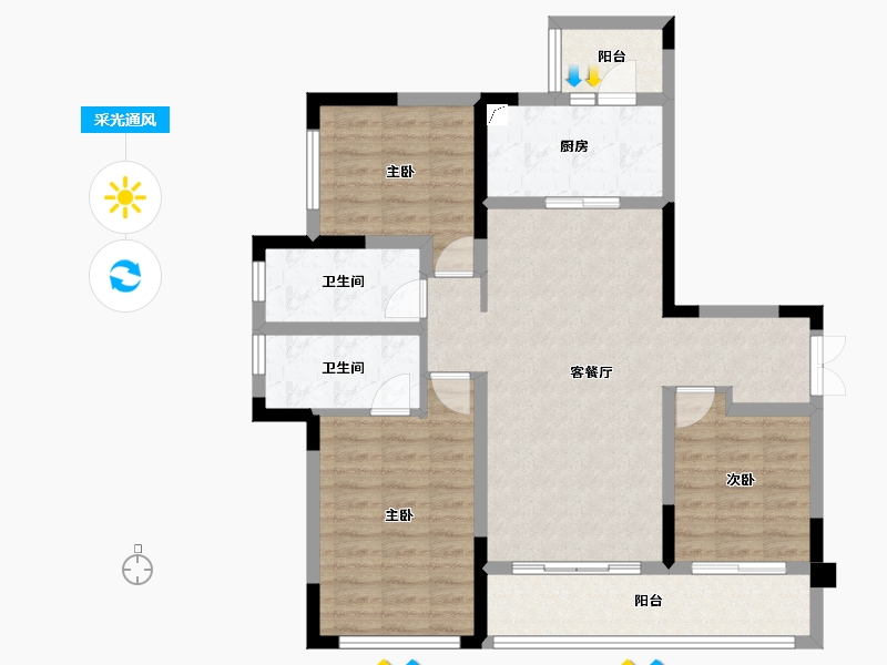 四川省-成都市-中国铁建新川樾-94.47-户型库-采光通风