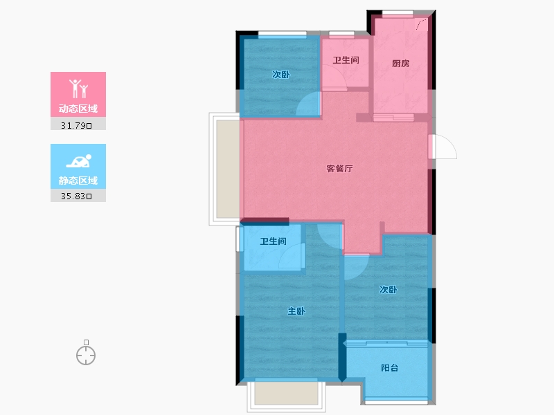 浙江省-嘉兴市-云上璟园-60.49-户型库-动静分区